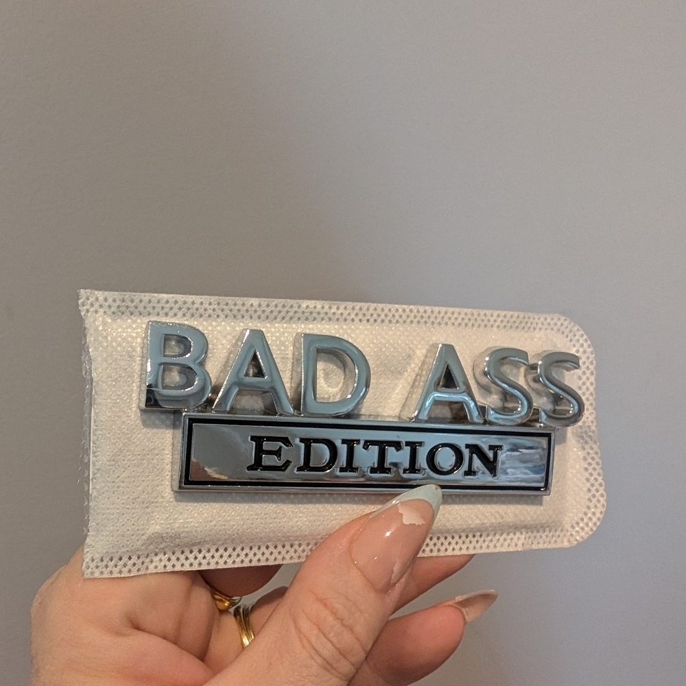 Silver 'Bad Ass Edition' Emblem For Cars
